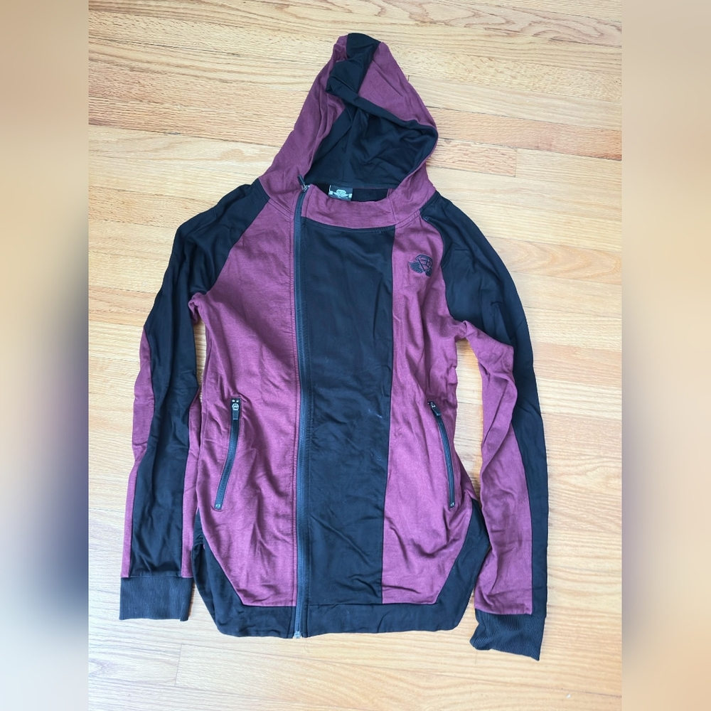 Burgundy and Black Hooded Jacket & Panta Set